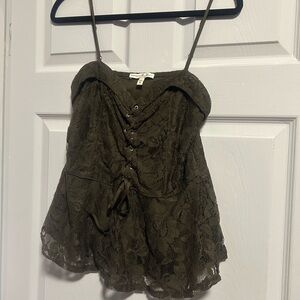 H&M Olive Lace Camisole Top